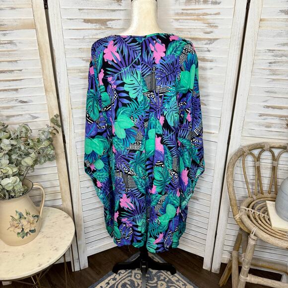 SWIMSUITS FOR ALL NWT Women's PLUS 22 24 Cover Up Top Caftan Cotton Multicolor - Picture 11 of 13